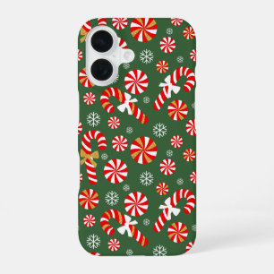 Funda Para iPhone 16 Dorado Winter Sweet Snowfall Candy Cane