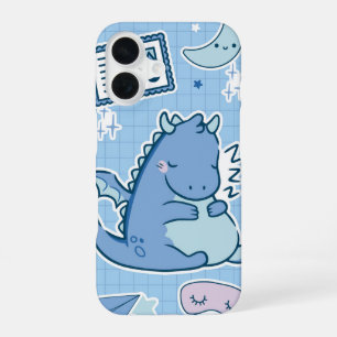 Funda Para iPhone 16 Dragón Azul Sleepy - Sueño Cute Kawaii