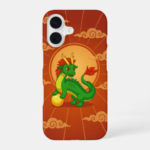 Funda Para iPhone 16 Dragón Chino Rojo sobre Rojo
