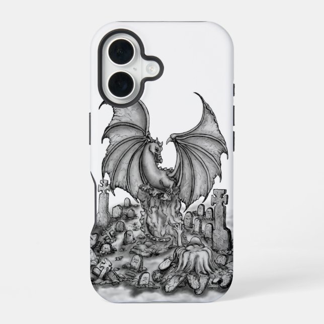 Funda Para iPhone 16 Dragón con zombi (Reverso )