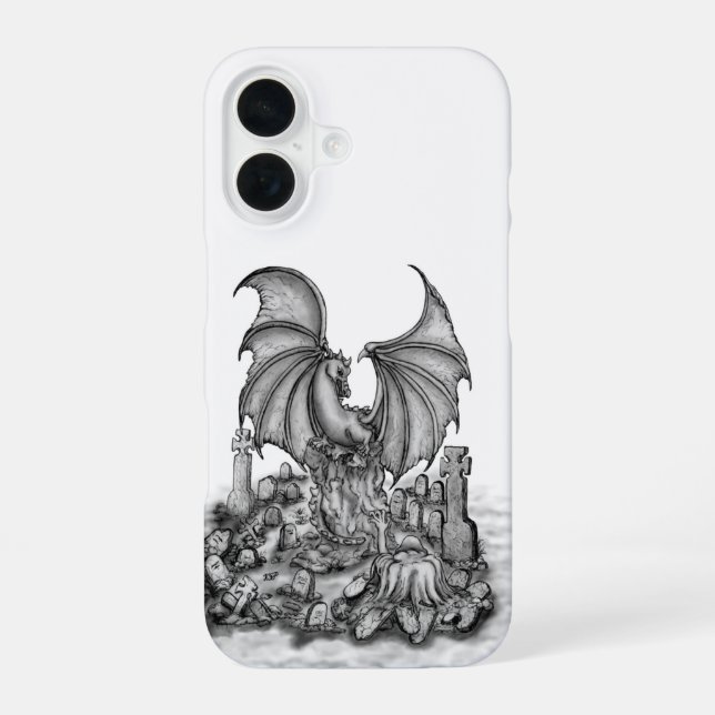 Funda Para iPhone 16 Dragón con zombi (Reverso )