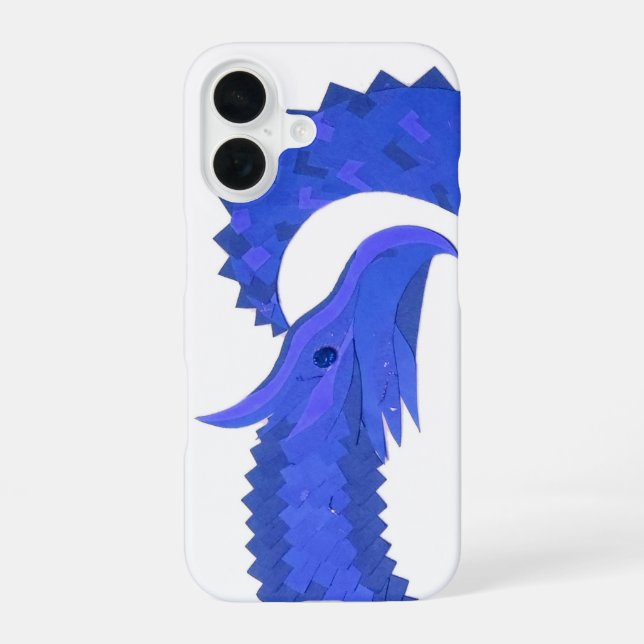 Funda Para iPhone 16 Dragón de corazón azul sobre blanco (Reverso )