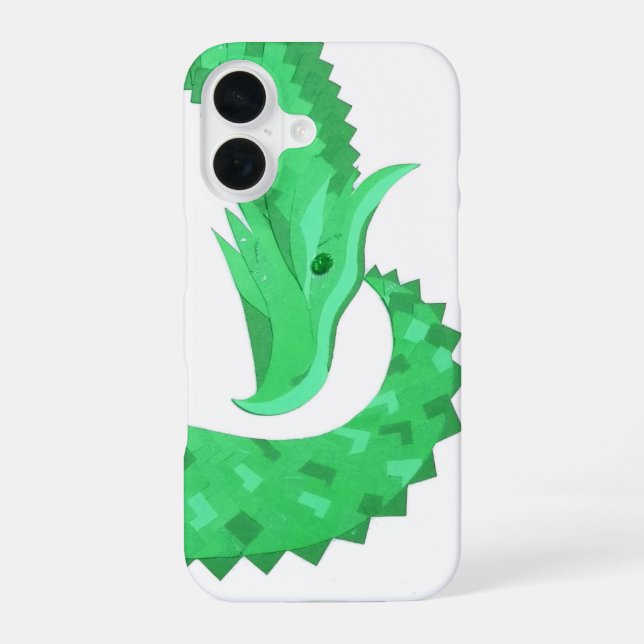 Funda Para iPhone 16 Dragón de corazón verde sobre blanco  (Reverso )