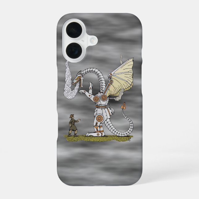 Funda Para iPhone 16 Dragón mecánico (Reverso )