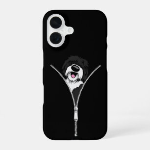 Funda Para iPhone 16 Dueño de perro divertido con cremallera de oveja-p