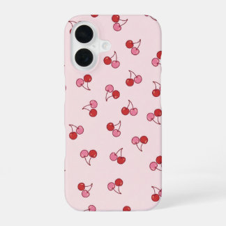 Funda Para iPhone 16 Dulce Patrón de Frutas de Cereza Rosa Adorable