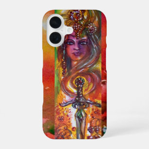 Funda Para iPhone 16 DURENDAL, ESPADA ÉPICA Y ÁNGEL Rojo Amarillo