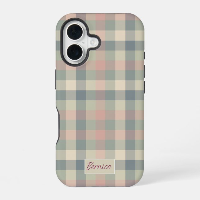 Funda Para iPhone 16 Dusty Pastel Checks (Reverso )