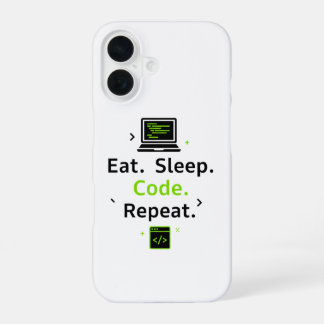 Funda Para iPhone 16 Eat Sleep Code Repeat iPhone Case