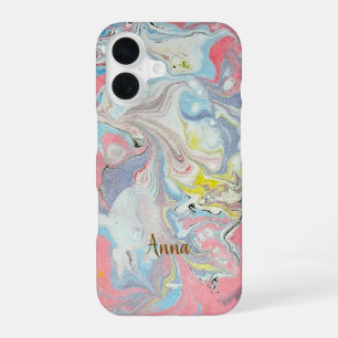Funda Para iPhone 16 Ebru Arte Pastel Abstracto —