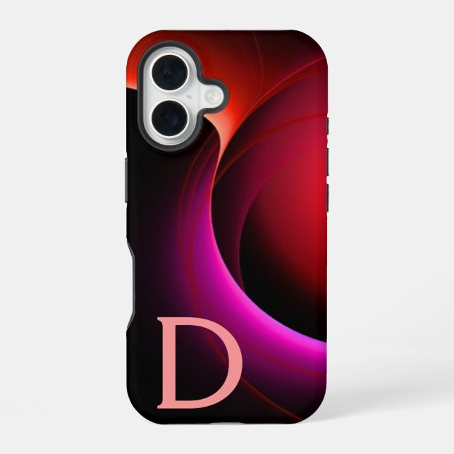 Funda Para iPhone 16 ECLIPSE MONOGRAM Negro violeta rosa vibrante (Reverso )