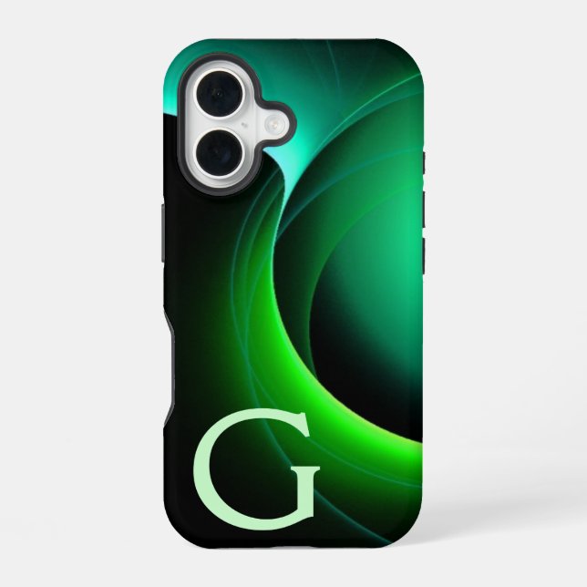 Funda Para iPhone 16 ECLIPSE MONOGRAM Verde negro vibrante (Reverso )