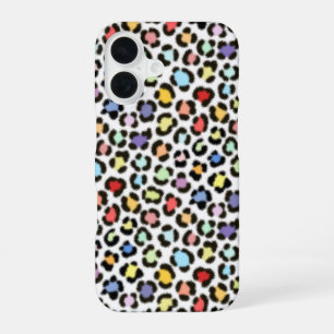 Funda Para iPhone 16 Efecto de piel de leopardo multicolor de moda patr