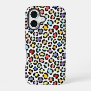 Funda Para iPhone 16 Efecto de piel de leopardo multicolor de moda patr