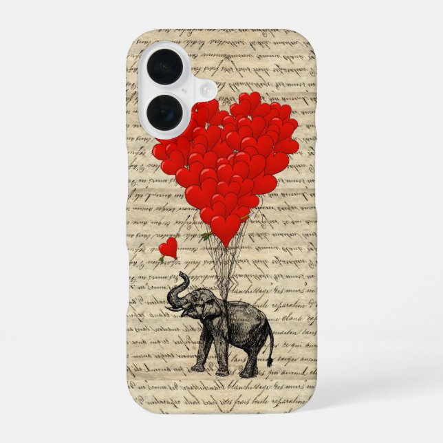 Funda Para iPhone 16 Elefante corazón romántico (Reverso )