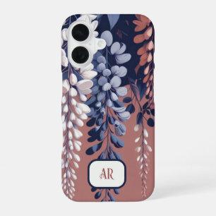 Funda Para iPhone 16 Elegancia de glicina azul marino monograma