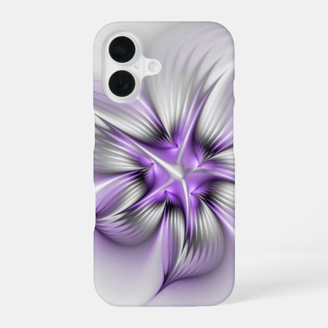 Funda Para iPhone 16 Elegancia floral arte contemporáneo abstracto viol (Reverso )