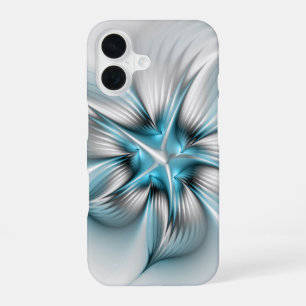 Funda Para iPhone 16 Elegancia floral arte fractal abstracto moderno az