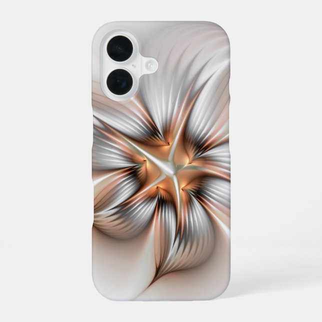 Funda Para iPhone 16 Elegancia floral modernidad Resumen arte fractal (Reverso )