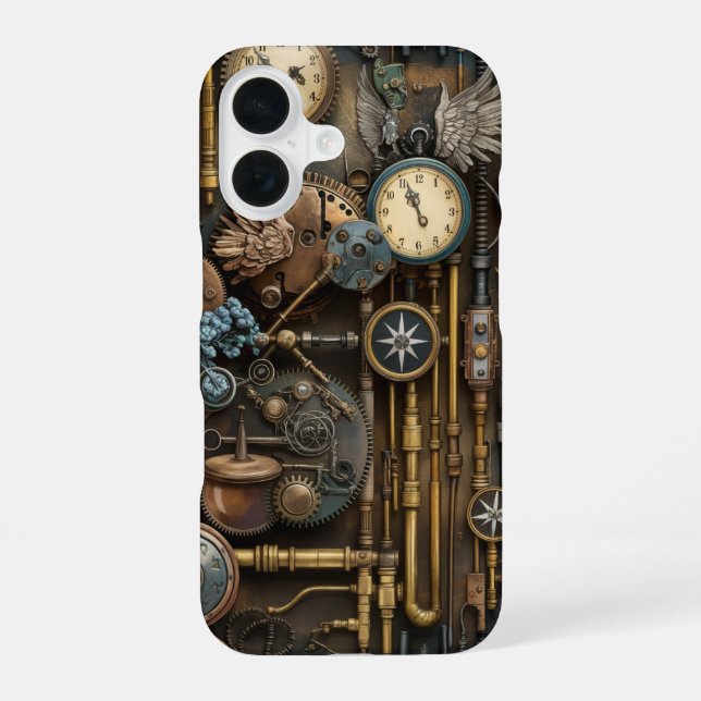 Funda Para iPhone 16 Elegancia mecánica de Steampunk en movimiento (Reverso )