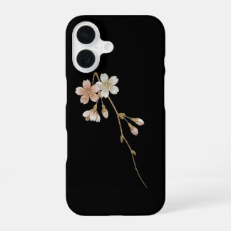 Funda Para iPhone 16 Elegancia Yozakura: Sakura dorada y negro de media