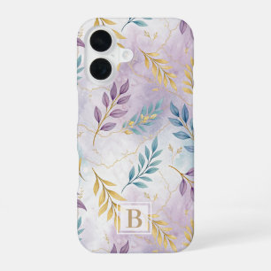 Funda Para iPhone 16 Elegant Gold Botanical Marble Mongram