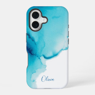 Funda Para iPhone 16 Elegante azul marino acuarela