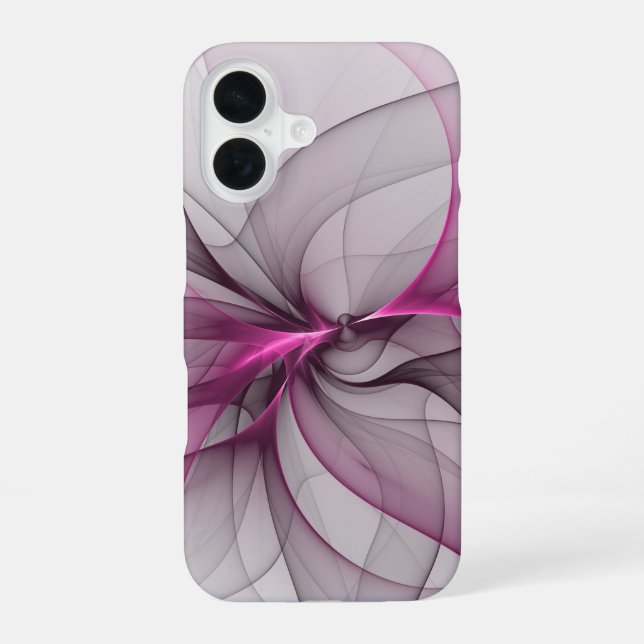 Funda Para iPhone 16 Elegante Caos Moderno Arte Abstracto Fractal Rosa (Reverso )
