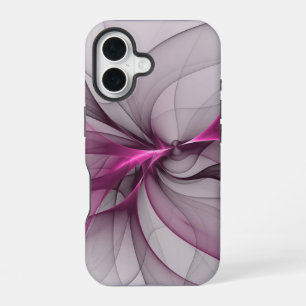 Funda Para iPhone 16 Elegante Caos Moderno Arte Abstracto Fractal Rosa