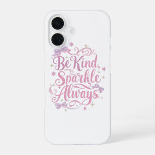 Funda Para iPhone 16 Elegante escritura con destellos rosados y morados