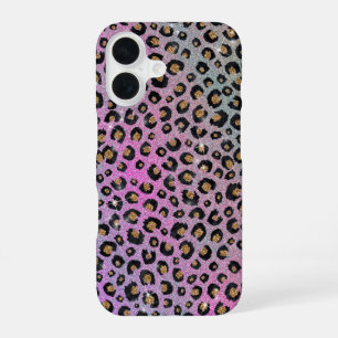 Funda Para iPhone 16 Elegante estampado de leopardo negro con brillo ro