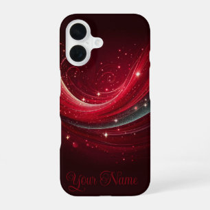Funda Para iPhone 16 Elegante fondo rojo con remolino brillante