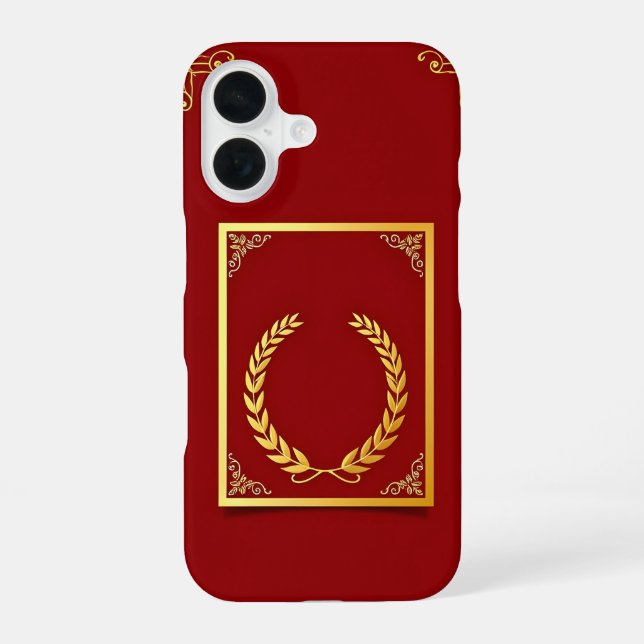 Funda Para iPhone 16 Elegante Laurel Dorado en Marco Rectangular (Reverso )