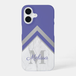 Funda Para iPhone 16 Elegante Mármol Geométrico Peri Monograma Plateado