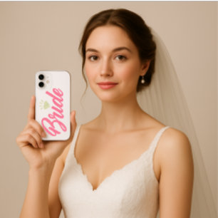 Funda Para iPhone 16 Elegante Moderno Simple Novia Brillante Rosa Diama