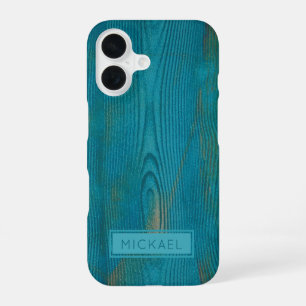 Funda Para iPhone 16 Elegante Monograma de textura de madera de color a