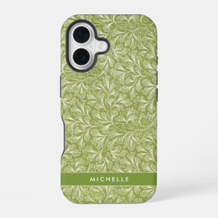 Funda Para iPhone 16 Elegante Nombre Personalizado Verde Botánico
