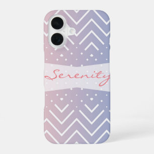 Funda Para iPhone 16 Elegante rosa cuarzo Azul pastel Chevron Nombre