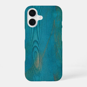 Funda Para iPhone 16 Elegante textura de grano de madera abstracta azul