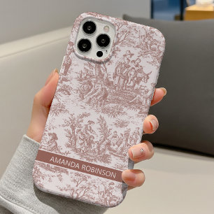 Funda Para iPhone 16 Elegante toile de Jouy marrón claro vintage