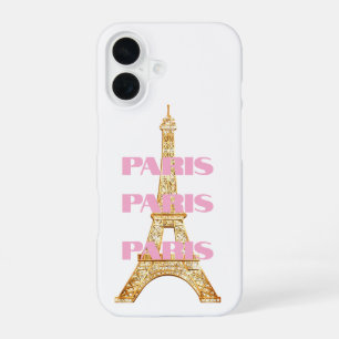 Funda Para iPhone 16 Elegante Torre Eiffel parisina en rosa