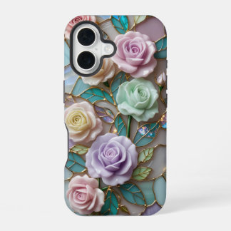 Funda Para iPhone 16 Elegantes Rosas de vidrio manchado con suaves tono