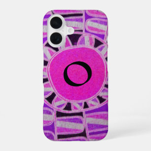 Funda Para iPhone 16 ENERGÍA SOLAR SOL MONOGRAMA Rosa Púrpura Negro