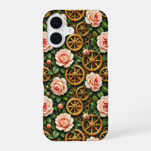 Funda Para iPhone 16 Engranajes de latón y rosas