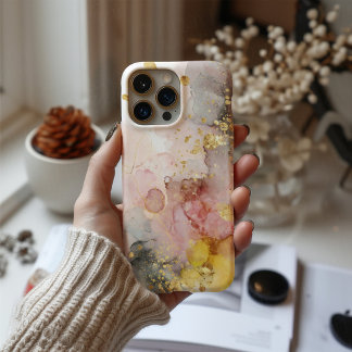 Funda Para iPhone 16 Ensoñación Dorada – Watercolor Abstracto y Teléfon