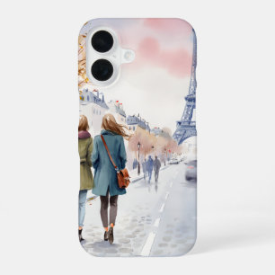 Funda Para iPhone 16 Escena callejera romántica de París en impresión