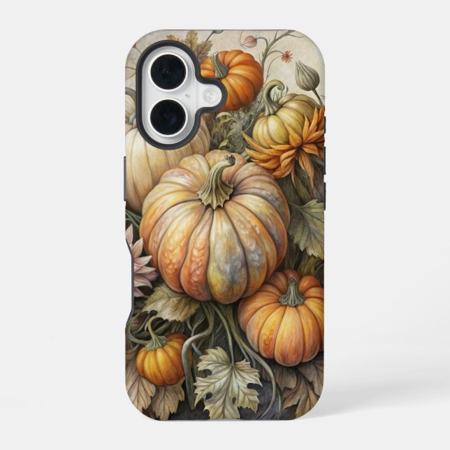 FUNDA PARA iPhone 16 ESCENA DE BOMBA DE CAÍDA DE VINTAJE CON FLORES (Reverso )
