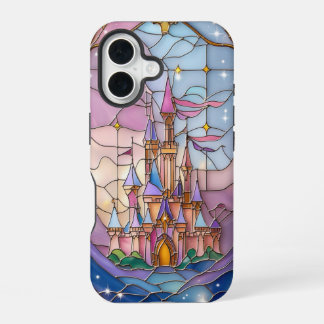 Funda Para iPhone 16 Escena del Castillo de Vidrio Manchado en Pastel H