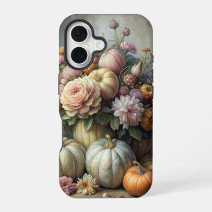 FUNDA PARA iPhone 16 ESCENA VINTAGE DE CALABAZA DE OTOÑO CON FLORES