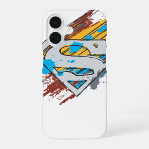 Funda Para iPhone 16 Escudo S de Superman Logo de rayas de pintura